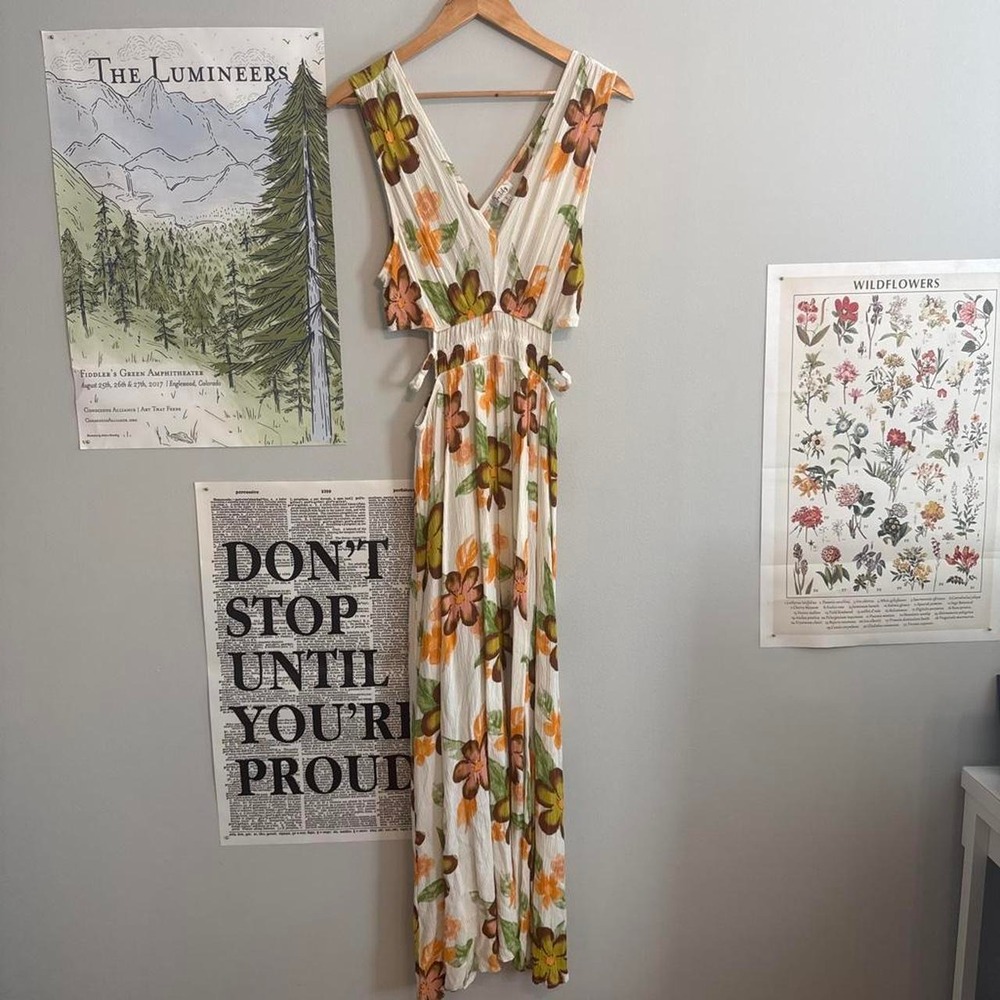 Justify Floral Print Cut-Out Waist Maxi‎ Dress Boho